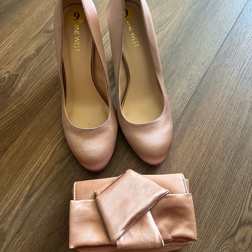 Nine West Blush Satin Round-Toe Pumps